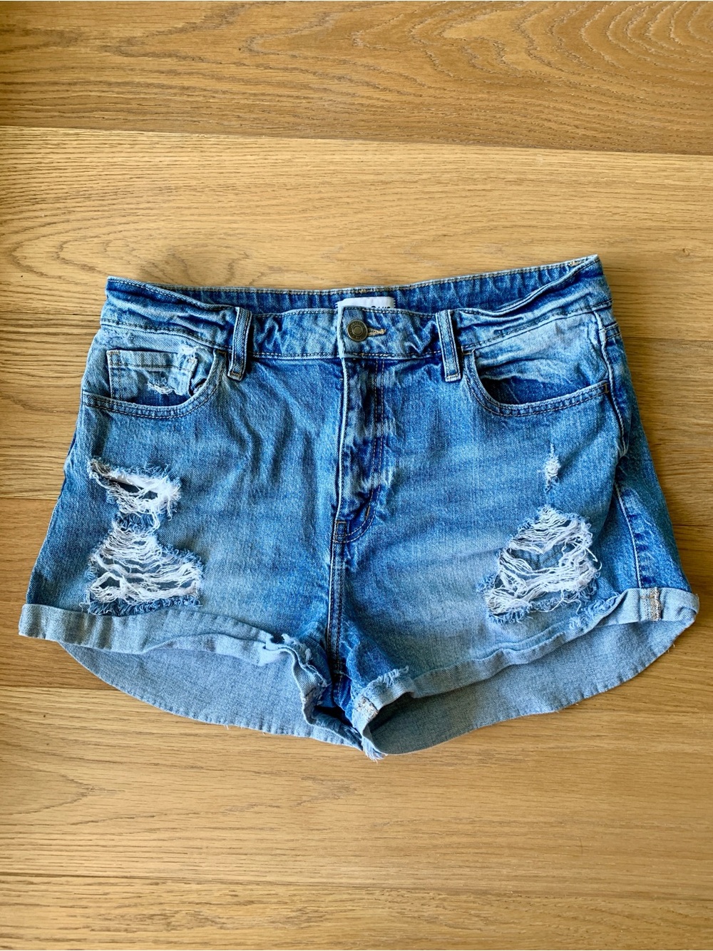 Casual Distressed Blue Denim Jean Shorts